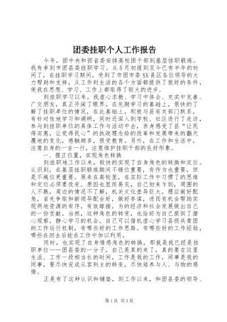 2024年团委挂职个人工作报告