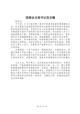 2024年团委会支部书记讲话稿