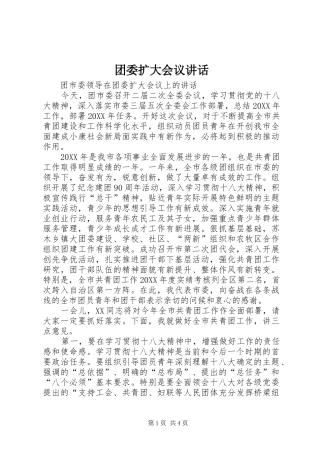 2024年团委扩大会议致辞
