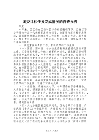 2024年团委目标任务完成情况的自查报告