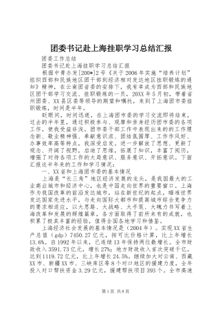 2024年团委书记赴上海挂职学习总结汇报