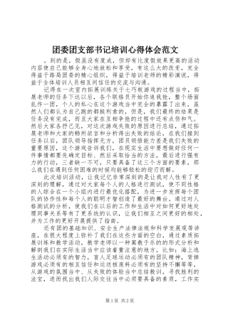 2024年团委团支部书记培训心得体会范文