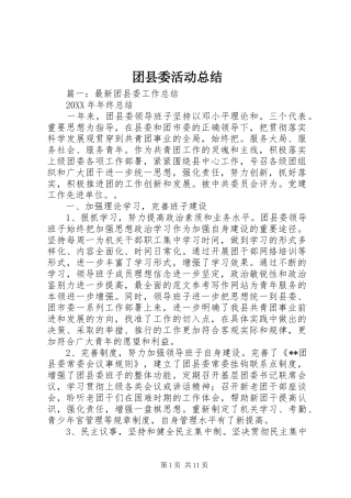 2024年团县委活动总结