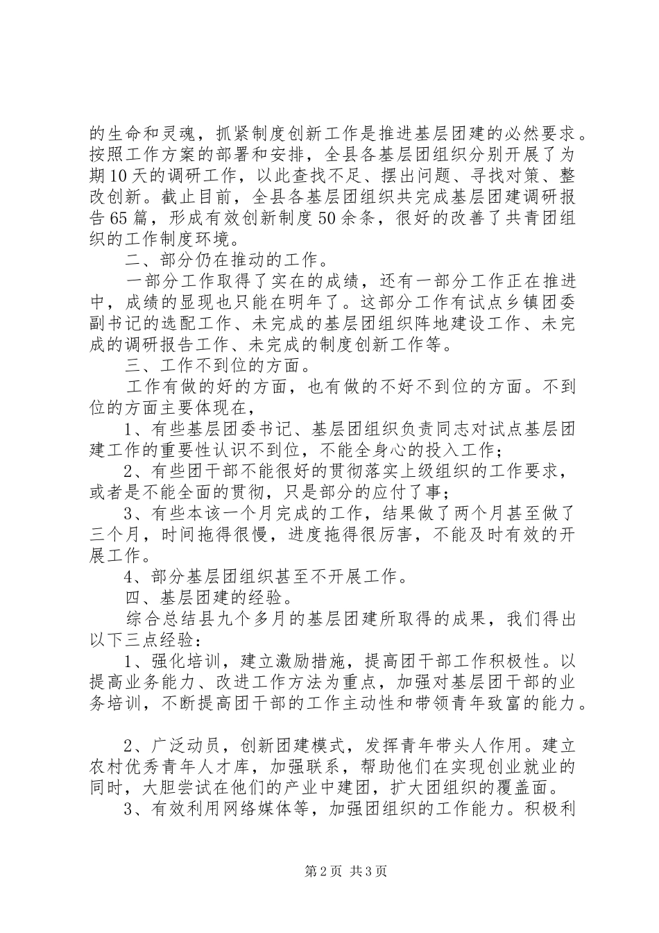 2024年团县委基层团组织建设工作自查报告_第2页