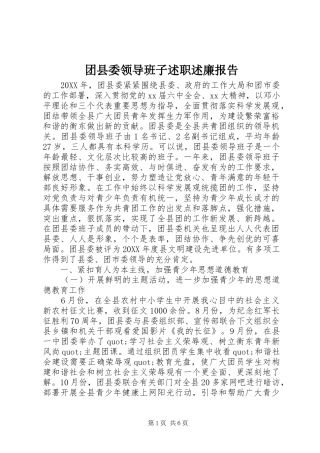 2024年团县委领导班子述职述廉报告