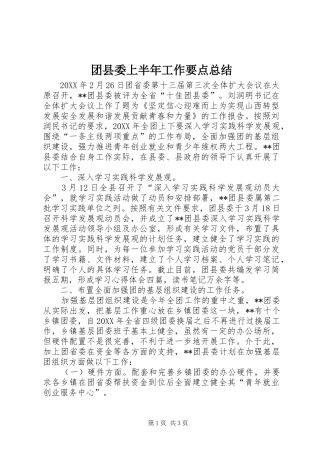2024年团县委上半年工作要点总结