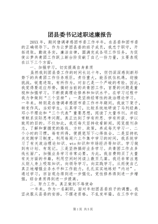 2024年团县委书记述职述廉报告