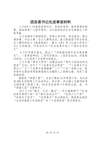 2024年团县委书记先进事迹材料