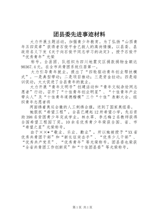 2024年团县委先进事迹材料