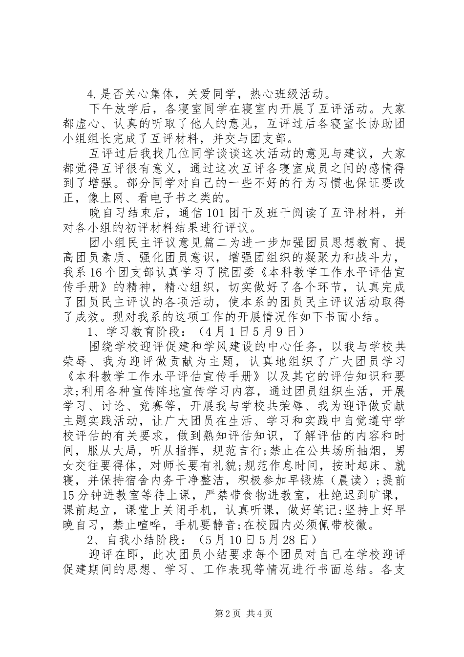 2024年团小组民主评议意见_第2页