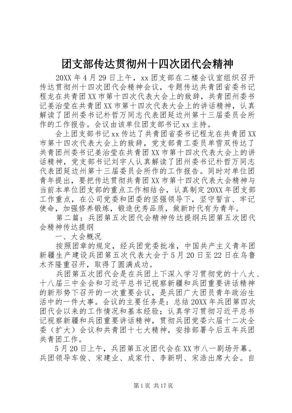 2024年团支部传达贯彻州十四次团代会精神_第1页