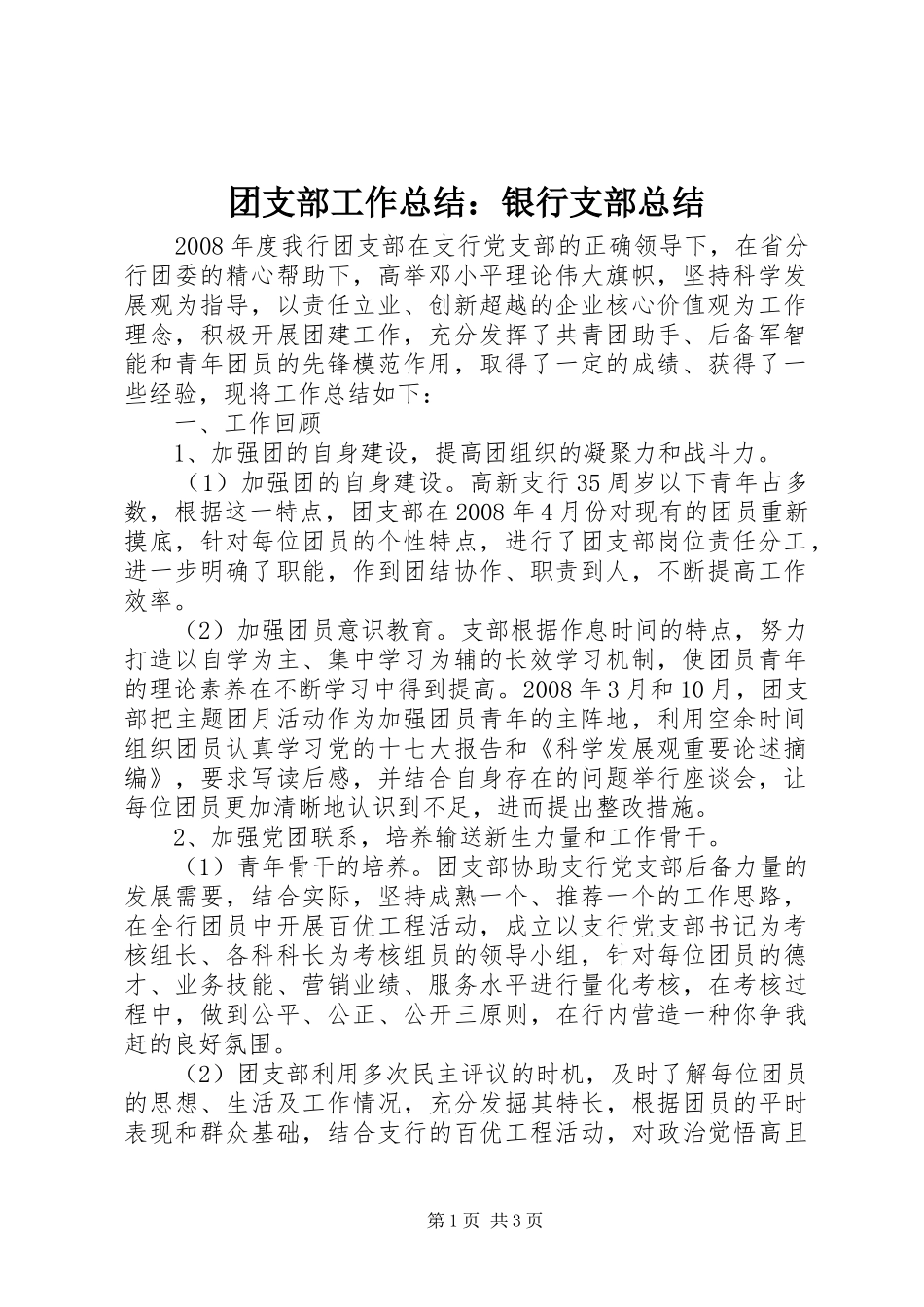 2024年团支部工作总结银行支部总结_第1页