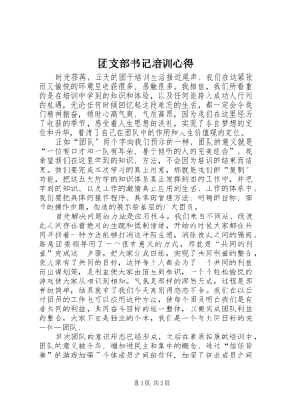 2024年团支部书记培训心得