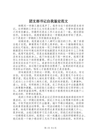 2024年团支部书记自我鉴定范文