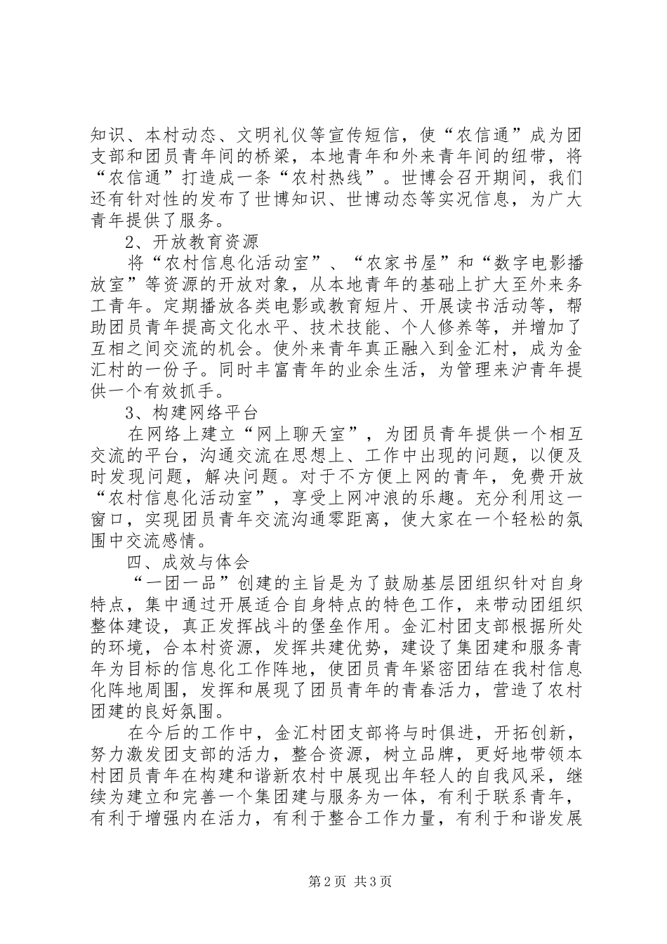 2024年团支部一团一品建设工作总结范文_第2页