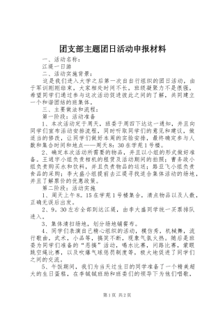 2024年团支部主题团日活动申报材料