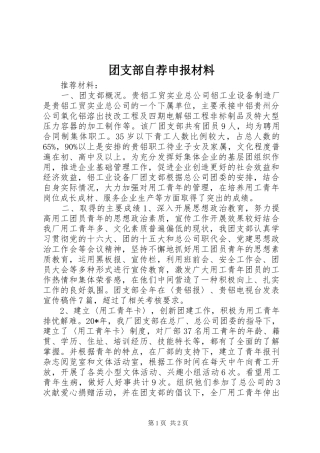 2024年团支部自荐申报材料
