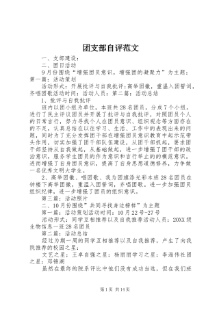 2024年团支部自评范文