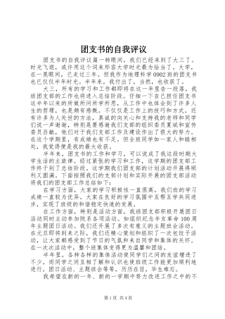 2024年团支书的自我评议