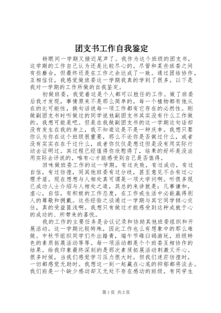 2024年团支书工作自我鉴定