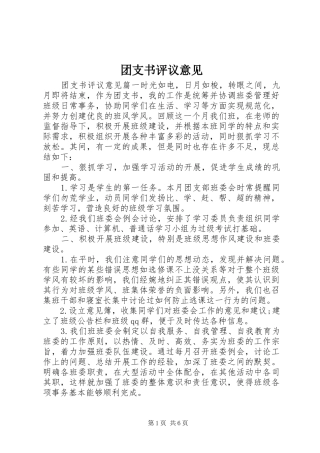 2024年团支书评议意见
