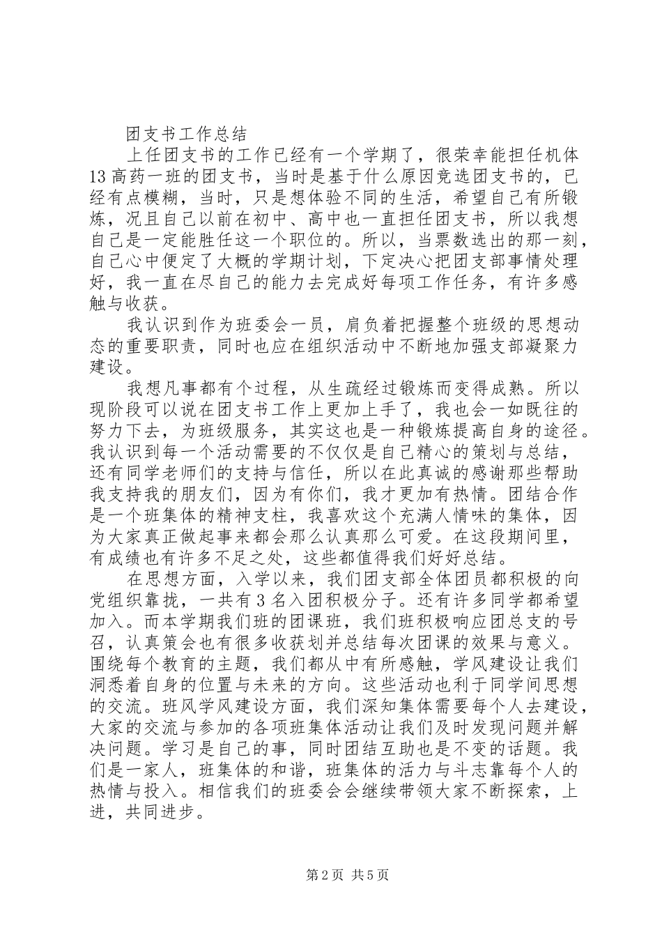 2024年团支书月工作总结_第2页