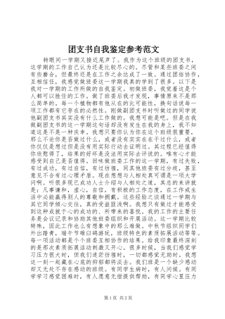 2024年团支书自我鉴定参考范文