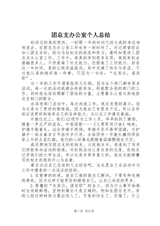 2024年团总支办公室个人总结