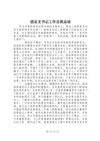 2024年团总支书记工作自我总结