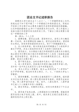 2024年团总支书记述职报告