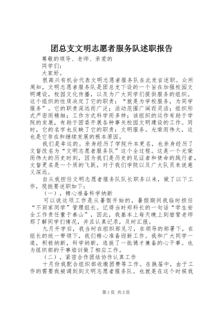 2024年团总支文明志愿者服务队述职报告