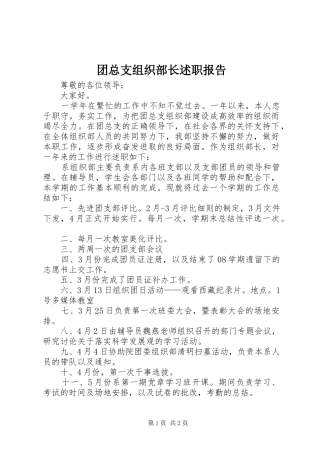 2024年团总支组织部长述职报告