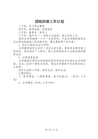 2024年团组织部工作计划