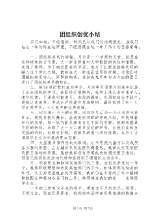 2024年团组织创优小结
