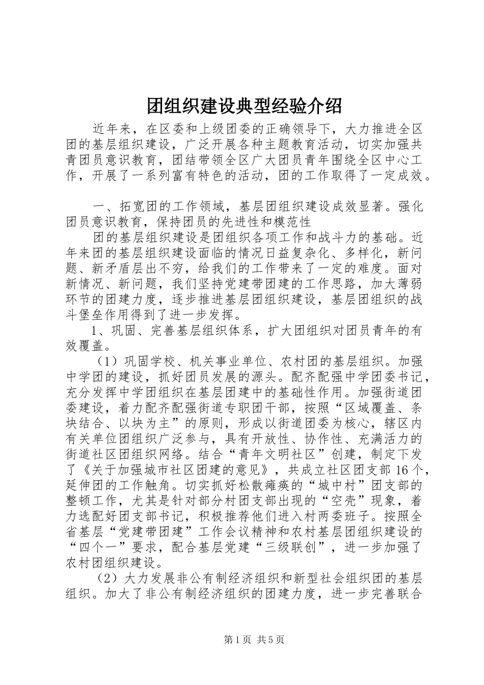 2024年团组织建设典型经验介绍_第1页