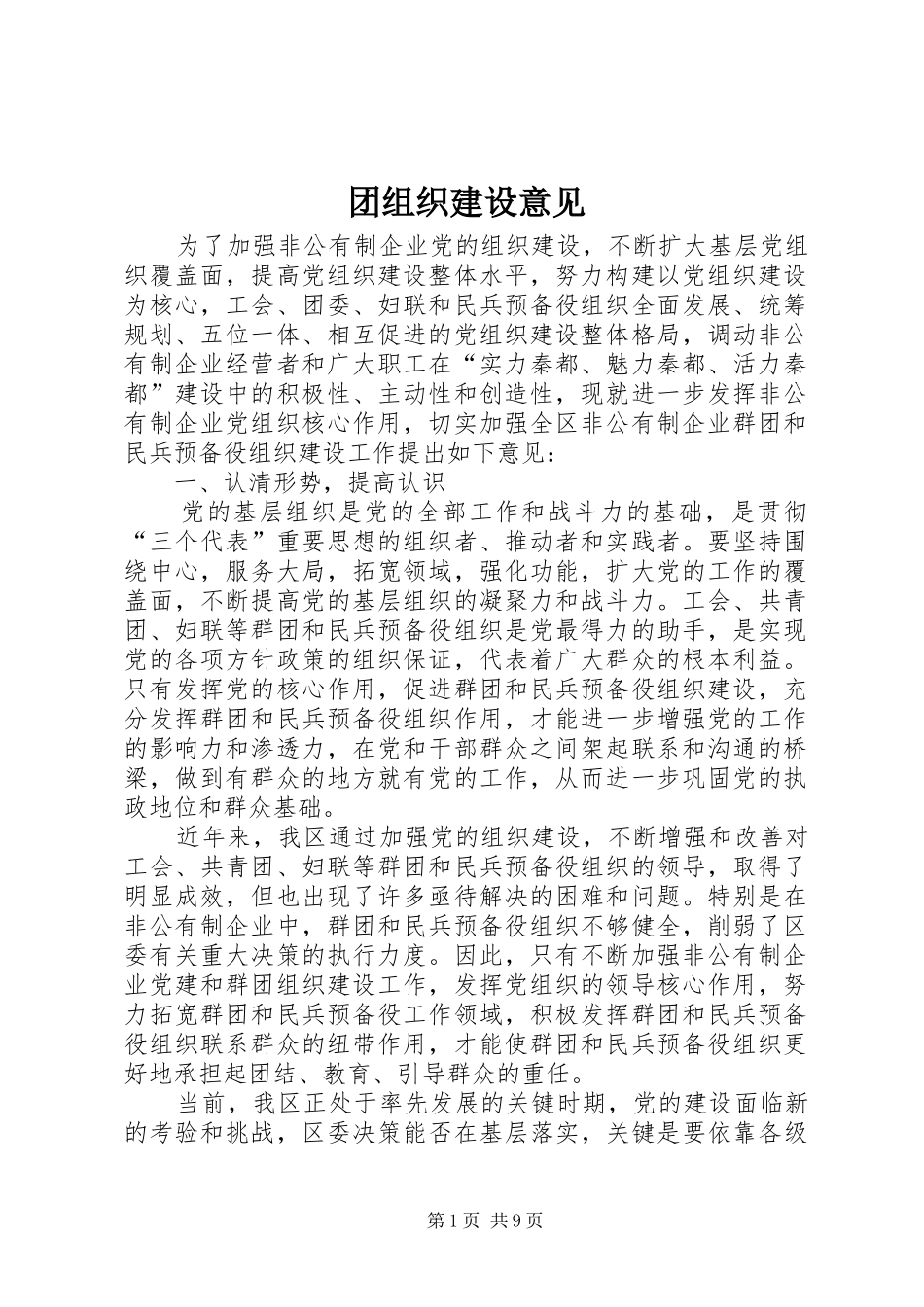 2024年团组织建设意见_第1页