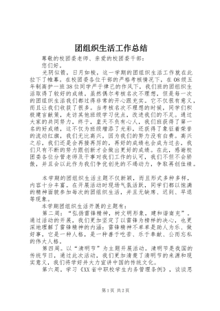 2024年团组织生活工作总结