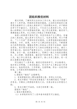 2024年团组织推优材料