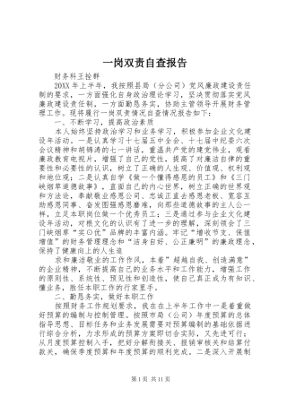 2024年一岗双责自查报告