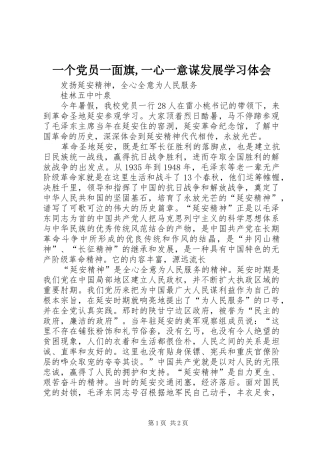 2024年一个党员一面旗一心一意谋发展学习体会