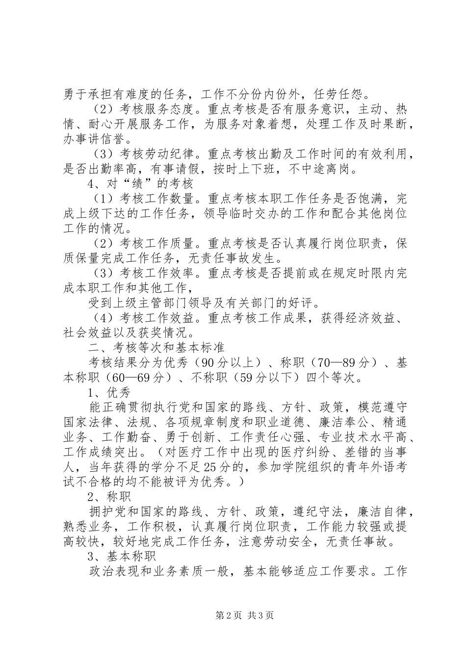 2024年医院德能勤绩最新考核规章制度_第2页