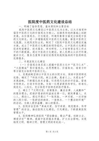 2024年医院度中医药文化建设总结