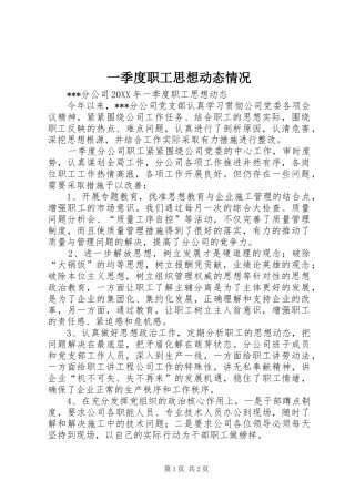 2024年一季度职工思想动态情况