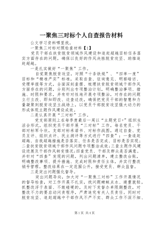 2024年一聚焦三对标个人自查报告材料