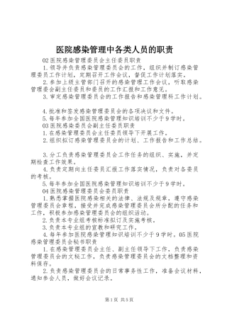 2024年医院感染管理中各类人员的职责