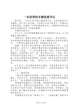 2024年一名优秀的乡镇党委书记