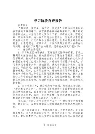 2024年学习阶段自查报告