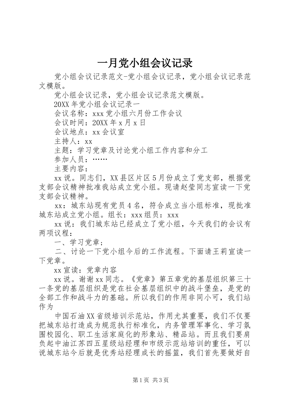 2024年一月党小组会议记录_第1页