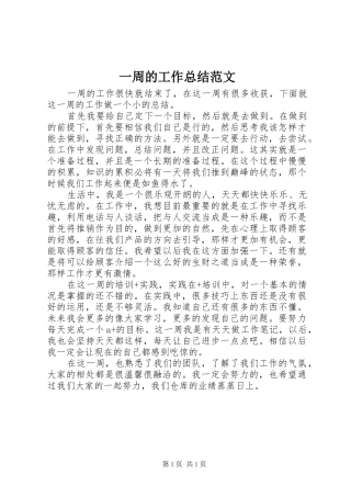 2024年一周的工作总结范文