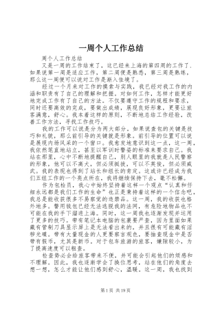2024年一周个人工作总结